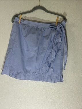J. Crew Light Blue Ruffle Tie-Waist Mini Skirt